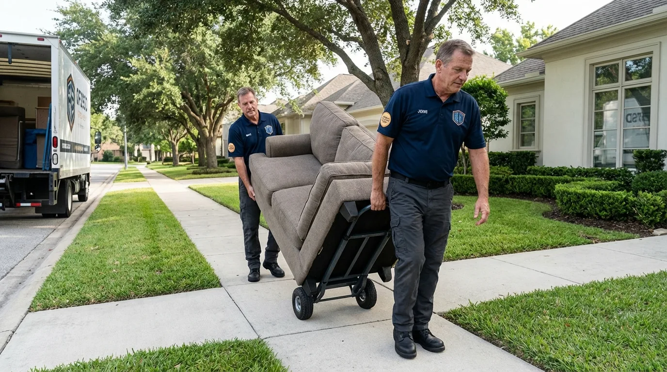 Local residential moving crew loading furniture in Tonawanda, NY